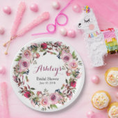 Lila Rosa-Kranz-Brautparty Pappteller (Party)