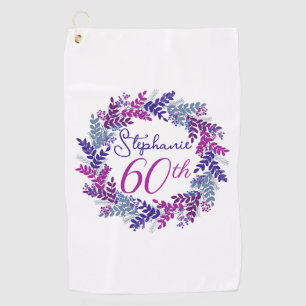 Lila Rosa Kraut 60. Geburtstag Golfhandtuch