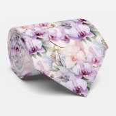Lila rosa Lavendel Blaue Pastell Orchideen Krawatte (Gerollt)