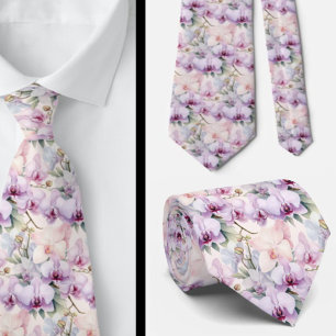 Lila Rosa Lavendel Hellblau Pastell Orchideen Krawatte