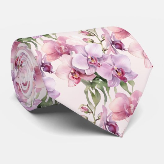 Lila rosa Lavendel Pastel Orchius Krawatte (Gerollt)