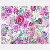 Lila rosa leuchtend farbenfroher Chic Modern Fleecedecke (Vorderseite (Horizontal))