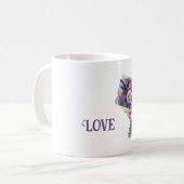 Lila Rosa Liebesblumen Kaffeetasse (Vorderseite Links)
