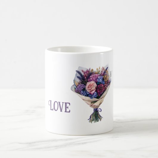 Lila Rosa Liebesblumen Kaffeetasse (Mittel)