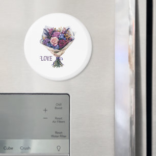 Lila Rosa Liebesblumen Magnet