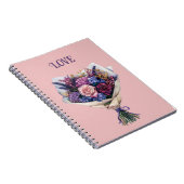 Lila Rosa Liebesblumen Notizblock (Rechte Seite)
