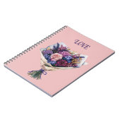 Lila Rosa Liebesblumen Notizblock (Linke Seite)