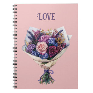 Lila Rosa Liebesblumen Notizblock