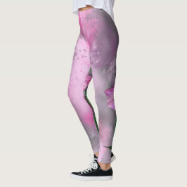 Lila Rosa Lily Blume Migned Art Malerei Leggings