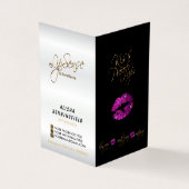 Lila Rosa Lippen und schwarze Anleitung - Satin Visitenkarten (Vorderseite)