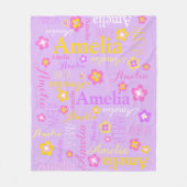 Lila Rosa Mädchen Name Amelia Blume Decke (Vorderseite)