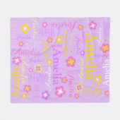 Lila Rosa Mädchen Name Amelia Blume Decke (Vorderseite (Horizontal))