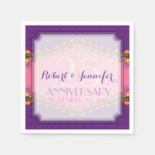 Lila rosa Märchenpapier Napkins Fraktal Spittenpap Serviette (Vorderseite)