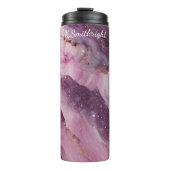 Lila Rosa-Marmor-Glitzer Thermosbecher (Vorderseite)