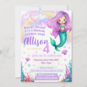 Lila Rosa Meerjungfrau Geburtstagseinladung Glitze Einladung (Vorderseite)