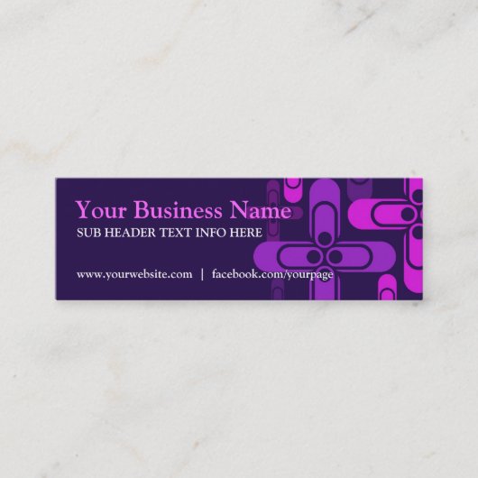 Lila rosa Modern Mini Business Cards Mini Visitenkarte (Vorderseite)