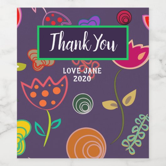 Lila rosa, moderne Blumen Weinetikett (Einzelnes Label)