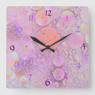 Lila & rosa Moderne Lüfteruhr Quadratische Wanduhr
