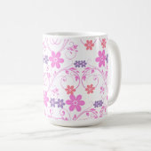 Lila & rosa Modernes Blumenambiente Kaffeetasse (VorderseiteRechts)