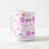 Lila & rosa Modernes Blumenambiente Kaffeetasse (Vorderseite Links)