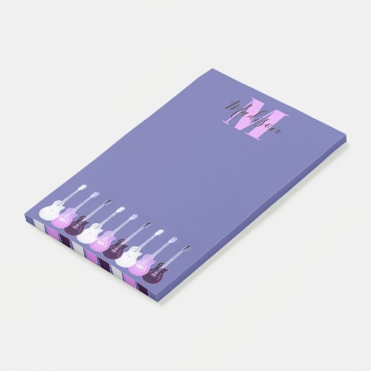 Lila rosa Monogram Post-it Klebezettel (angewinkelt)