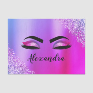 Lila rosa Monogramm Glitzer Eyelash Modern Seidenpapier