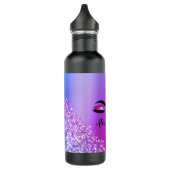 Lila rosa Monogramm Glitzer Eyelashes Modernität Edelstahlflasche (Links)