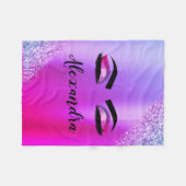 Lila rosa Monogramm Glitzer Eyelashes Modernität Fleecedecke (Vorderseite (Horizontal))