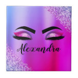 Lila rosa Monogramm Glitzer Eyelashes Modernität Fliese<br><div class="desc">Lila und rosafarbene Imitate Foil metallic sparkle Glitzer gebürsteter Metal Monogram Name and Initial Eyelashes (Lashes),  Eyelash Extensions and Eyes Decorative Tile. Das Design macht den perfekten 16 Geburtstag,  Hochzeit,  Brautparty,  Jubiläum,  Babydusche oder Junggeselinnen-Abschied Geschenk für jemanden,  der einen trendigen coolen Stil sucht.</div>