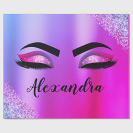 Lila rosa Monogramm Glitzer Eyelashes Modernität Geschenkpapier
