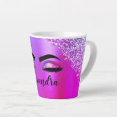 Lila rosa Monogramm Glitzer Eyelashes Modernität Milchtasse (Rechte Ecke)