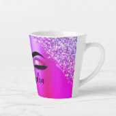 Lila rosa Monogramm Glitzer Eyelashes Modernität Milchtasse (Rechts)