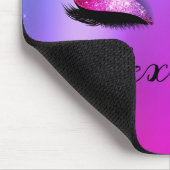 Lila rosa Monogramm Glitzer Eyelashes Modernität Mousepad (Ecke)