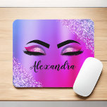 Lila rosa Monogramm Glitzer Eyelashes Modernität Mousepad<br><div class="desc">Lila und rosafarbene Imitate Foil Metallic Sparkle Glitzer Pinsel Metal Monogram Name and Initial Eyelashes (Lashes),  Eyelash Extensions and Eyes Computer Mousepad (Mauspad). Das Design macht den perfekten 16 Geburtstag,  Hochzeit,  Brautparty,  Jubiläum,  Babydusche oder Junggeselinnen-Abschied Geschenk für jemanden,  der einen trendigen coolen Stil sucht.</div>