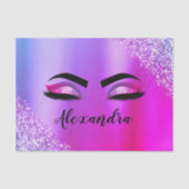 Lila rosa Monogramm Glitzer Eyelashes Modernität Seidenpapier (Vorderseite)