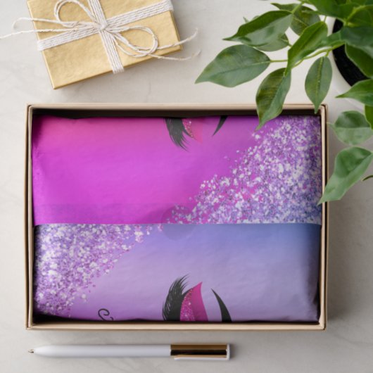 Lila rosa Monogramm Glitzer Eyelashes Modernität Seidenpapier (Geschenk)