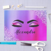 Lila rosa Monogramm Glitzer Eyelashes Modernität Seidenpapier (Handwerk)