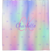 Lila rosa monogramm holografisch duschvorhang (Vorderseite)