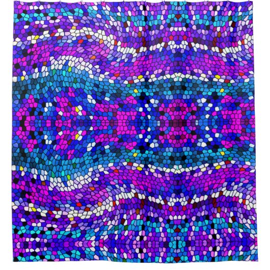 Lila rosa Mosaikfliesen-Muster Duschvorhang (Vorderseite)