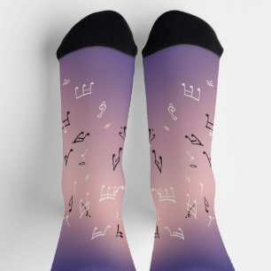 Lila rosa Musiknotes Socken