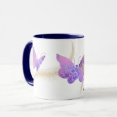 Lila rosa Muster Butterfly Personalisierter Schwun Tasse (Vorderseite Links)