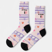 Lila & Rosa - Name Nummer Herz Socken (Linkes Detail)