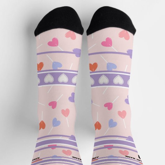 Lila & Rosa - Name Nummer Herz Socken (Oben)