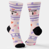Lila & Rosa - Name Nummer Herz Socken (Gewinkelt)
