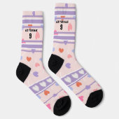 Lila & Rosa - Name Nummer Herz Socken (Rechts)