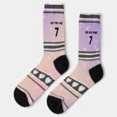 Lila Rosa - Name Nummer Socken (Linkes Detail)