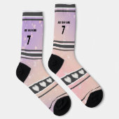 Lila Rosa - Name Nummer Socken (Rechts)