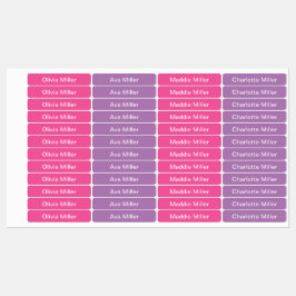 Lila rosa Namensschilder für die Kindertagesstätte Etiketten