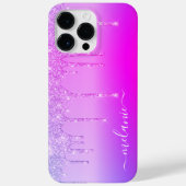 Lila rosa Neon Glitzer Personalisierter Individuel Case-Mate iPhone Hülle (Rückseite)