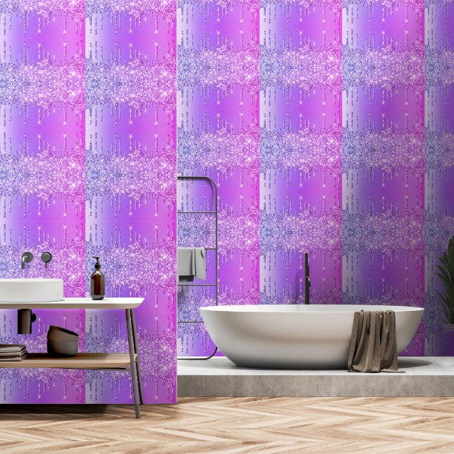 Lila rosa Neon Glitzer Sparkone Tapete (Badezimmer)